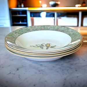 Vintage Wedgwood Humming Birds Bone China Rim Soup Bowl Set of 4
